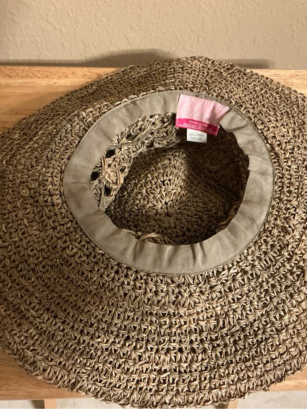 Scala Natural Crochet Wide-Brim Floral Sun Hat